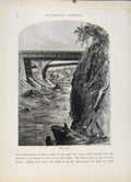 Original Old Antique Print Bellos Falls Wood Engraving C1872 Art 19th