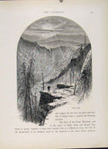 Original Old Antique Print Sunset Rock Catsills Wood Engraving Art