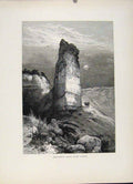 Original Old Antique Print Monumnet Rock Echo Canon Wood Engraved