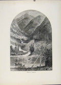 Original Old Antique Print Ferry Renovo Fine Art Wood Engraving C1872 Victorian