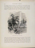 Original Old Antique Print Lake Fountain Mount Auburn Cemetery Engraving