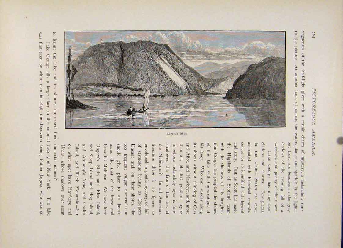 Original Old Antique Print Rogers Slide Wood Engraving Fine Art C1872 Victorian