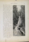 Original Old Antique Print Moss Glen Cascade Wood Engraving Fine Art