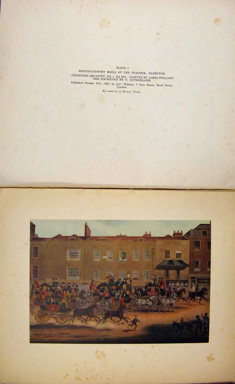Original Old Vintage Print North Country Mails Peacock Islington Color 1929 20th