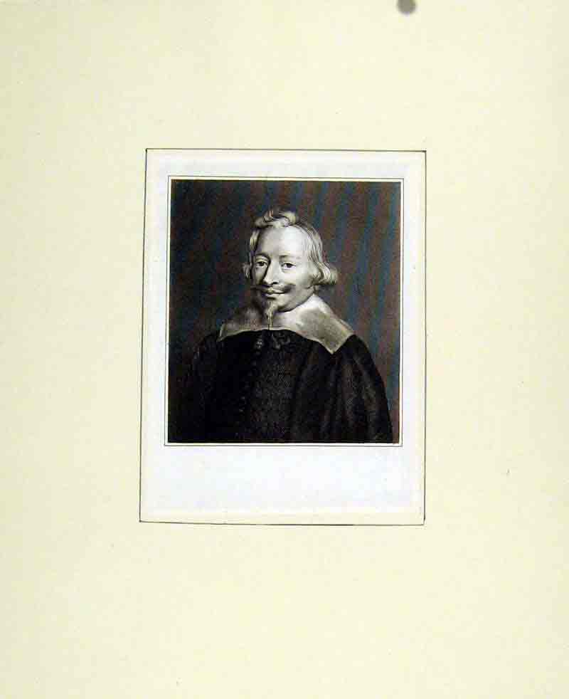 Original Old Antique Print Fine Art Portrait Man Face Shoulder C1830 19th