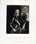 Original Old Antique Print Edward Somerset Second Marquis Worcester Portrait