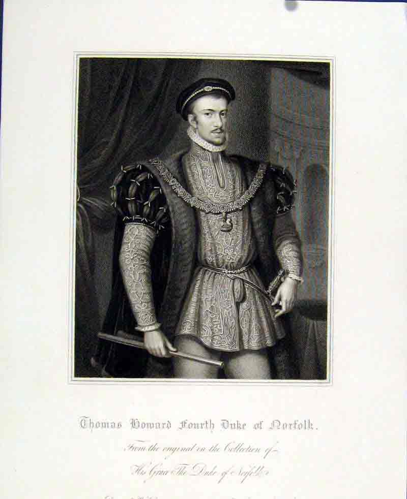 Original Old Antique Print C1830 Portrait Art Thomas Howard Fourth Duke Norfolk