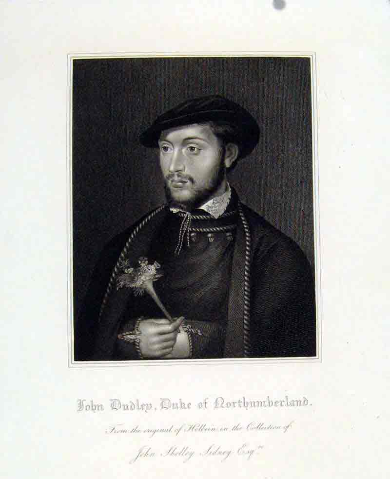 Old Antique Print John Dudle Duke Northumberland Portrait Fine Art C1830 19th