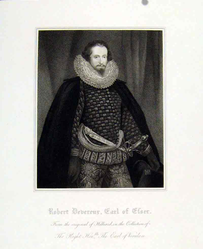 Original Old Antique Print Portrait Robert Deberur Earl Verulam C1830 19th