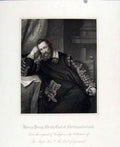 Original Old Antique Print Portrait Henry Perry Ninth Earl Northumberland