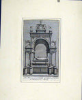 Original Old Antique Print Fine Art Portrait C1830 Monument Mary Queen Scots