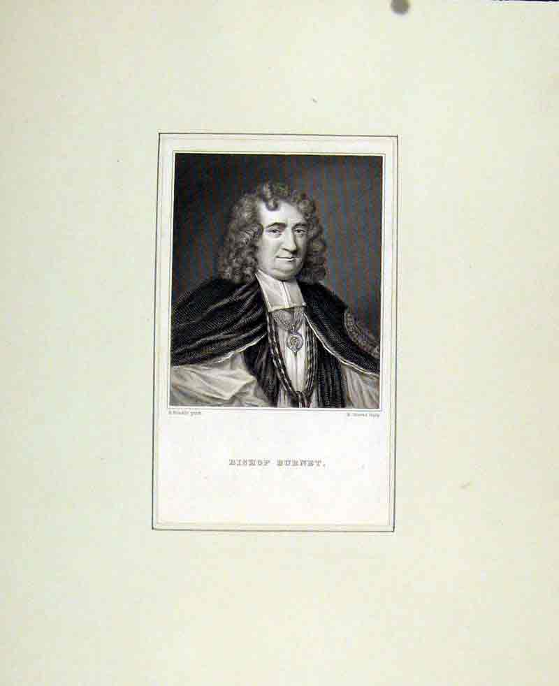 Original Old Antique Print Bishop Burnet Portrait Fine Art C1830 19th Century