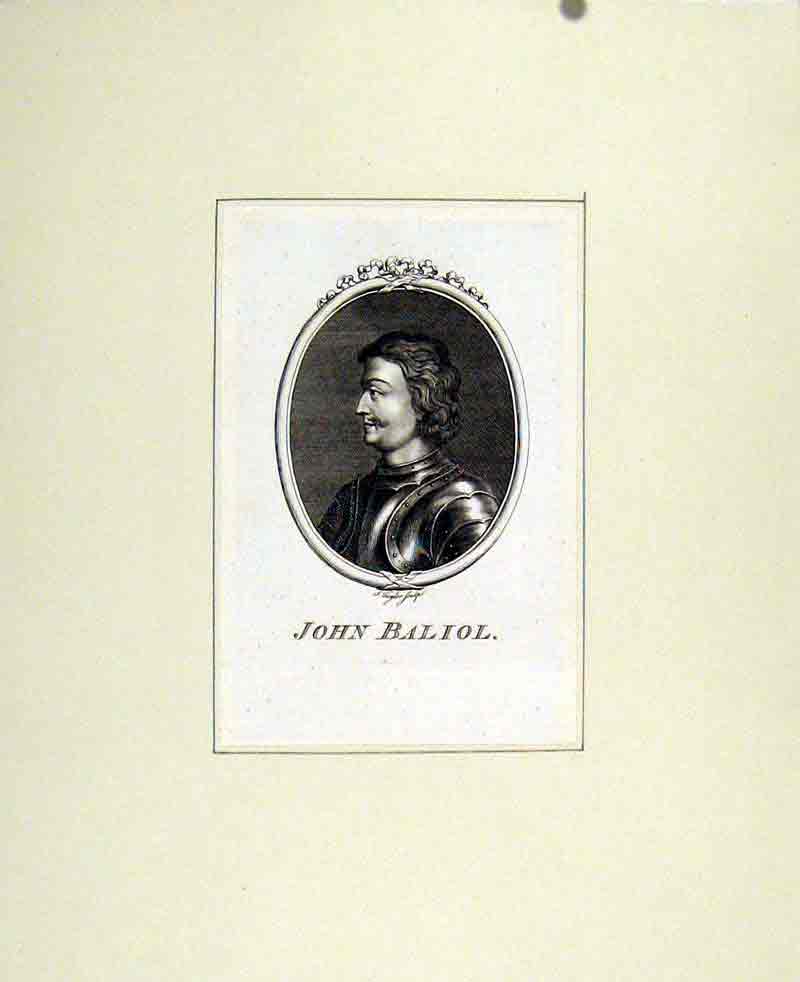 Original Old Antique Print Portrait John Baliol Fine Art C1830 People 19th