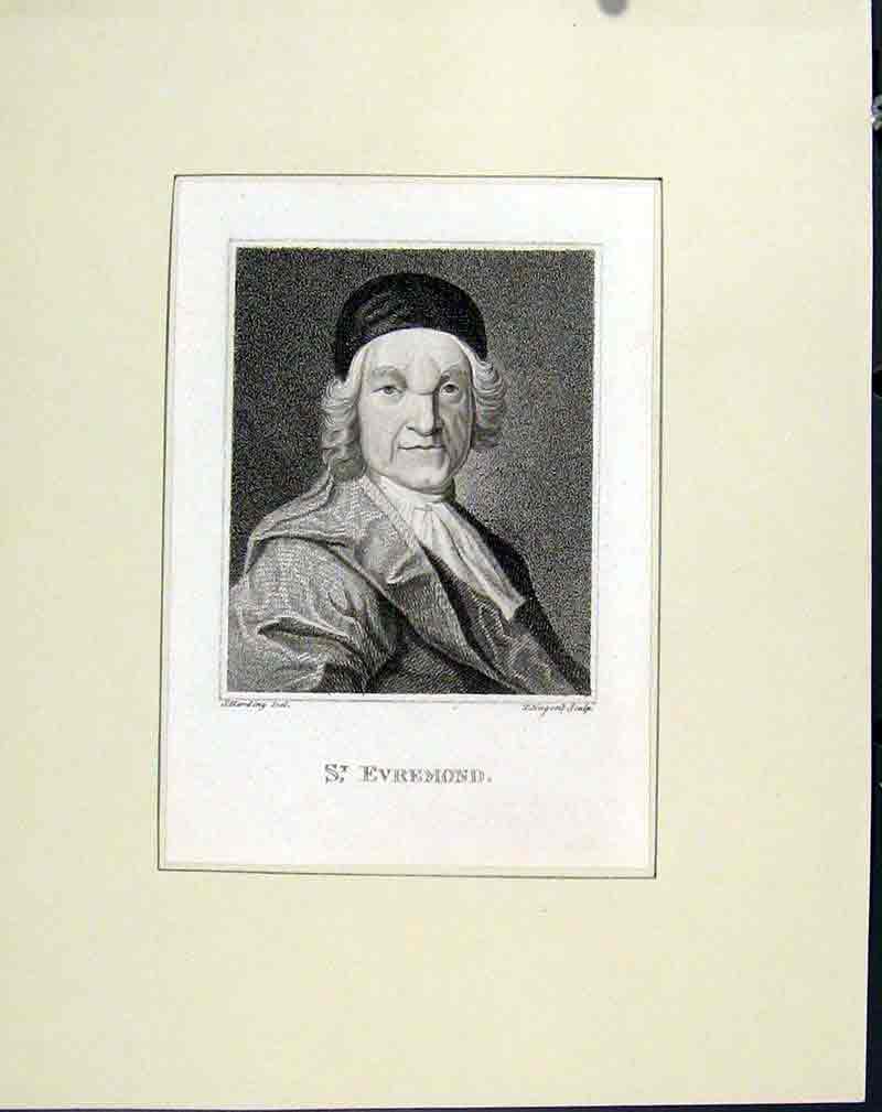 Original Old Antique Print C1830 Portrait Evremond People 19th Century