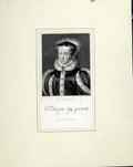 Original Old Antique Print Portrait Queen Mary C1830 Art 19th Century