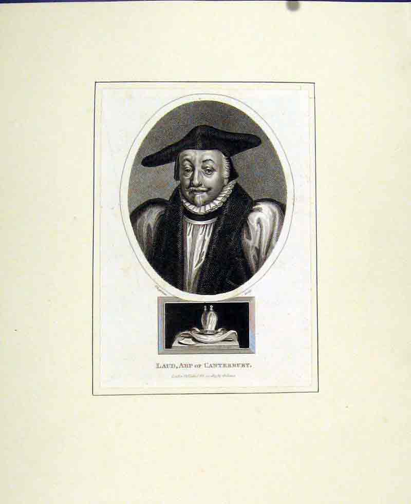 Original Old Antique Print Laud Abp Canterbury Portrait Fine Art C1830 19th