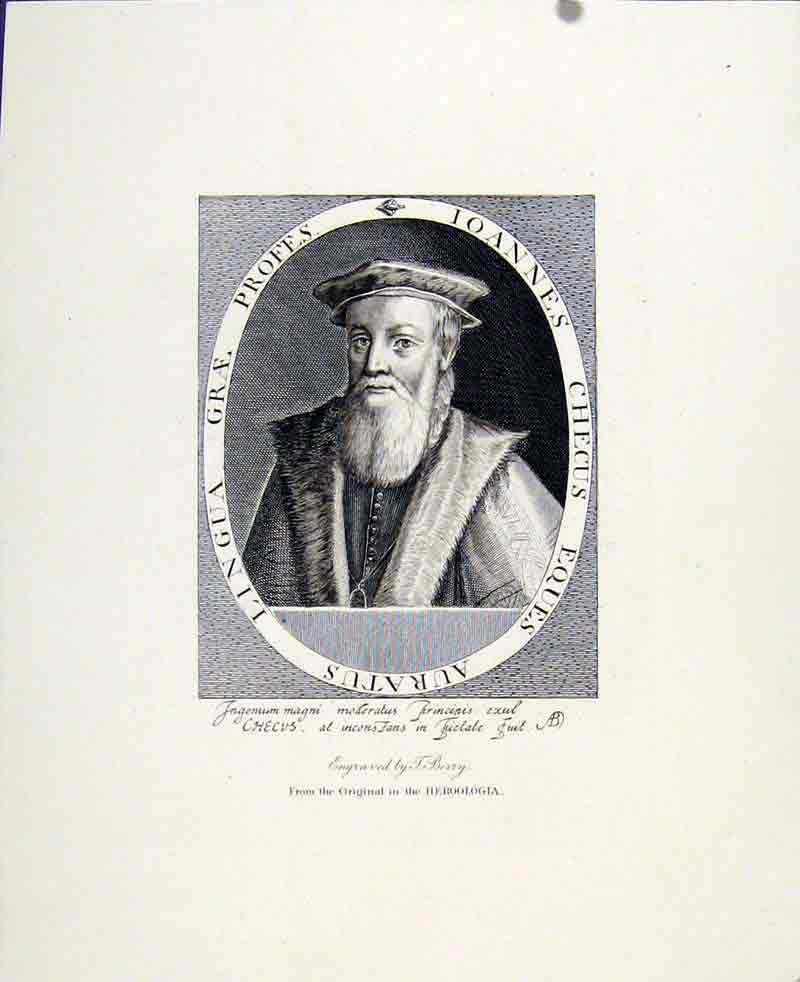 Original Old Antique Print Joannes Checus Portrait People C1830 19th Century