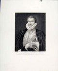 Original Old Antique Print William Cavendish Earl Devonshire 1618 Portrait Art