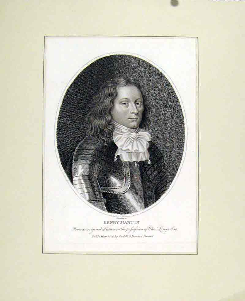 Original Old Antique Print Henry Martin C1830 Fine Art Portrait 19th Century