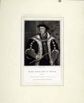 Original Old Antique Print Portrait Thomas Howard Duke Norfolk C1830 19th