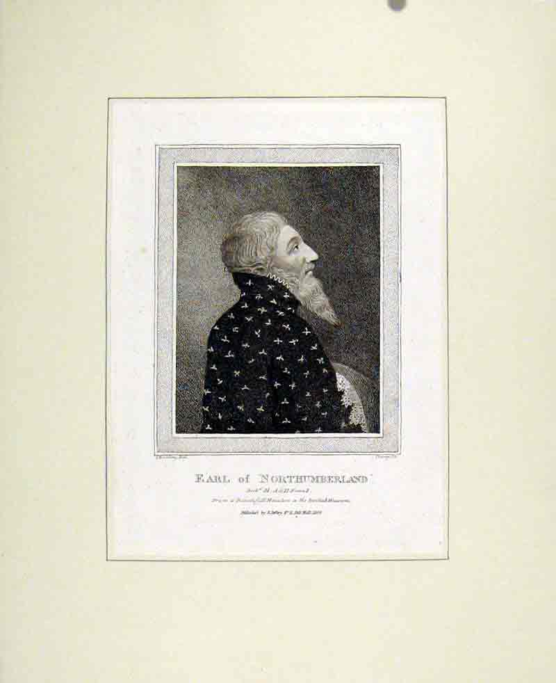Original Old Antique Print Earl Northaumberland Portrait Fine Art 1830 19th