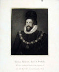 Original Old Antique Print C1830 Portrait Thomas Howard Earl Suffolk England Art