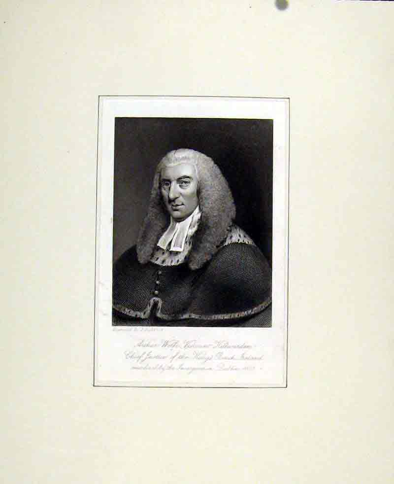 Original Old Antique Print Authur Wolfe Viscount Killwarden Portrait