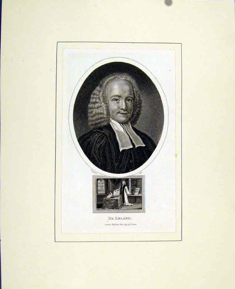 Original Old Antique Print Dr Leland Portrait Fine Art C1830 People 19th Century