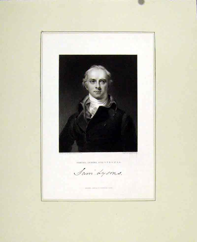 Original Old Antique Print John Lysons Portrait C1830 19th Century