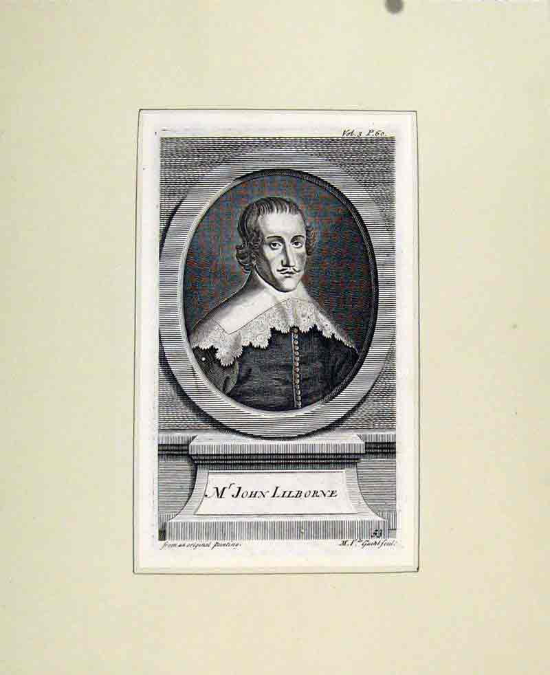 Original Old Antique Print John Lilborne Fine Art Portrait C1830 People 19th