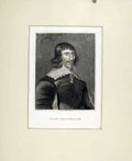 Original Old Antique Print Lord Lavden 1637 Fine Art Portrait C1830