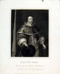 Original Old Antique Print Ralph Lord Hopton Portrait Fine Art 1830 19th Century