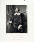 Original Old Antique Print Francis Lord Cottington Earl Clarendon Portrait C1830