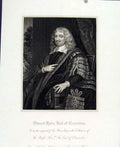 Original Old Antique Print Edward Hyde Earl Clarendon Portrait C1830 19th