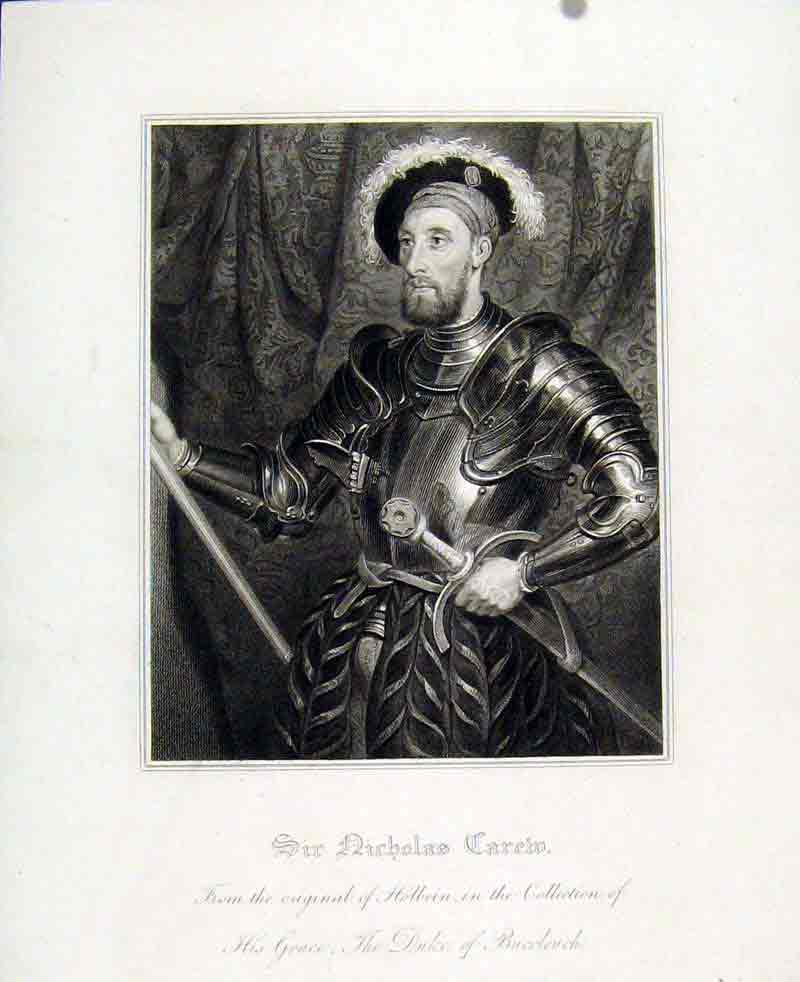 Original Old Antique Print Portrait C1830 Fine Art Sir Nicholas Carem 19th
