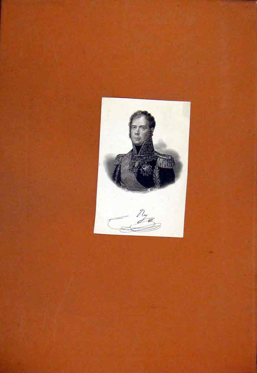 Original Old Antique Print Fine Art Portrait Ney Sketch Painting