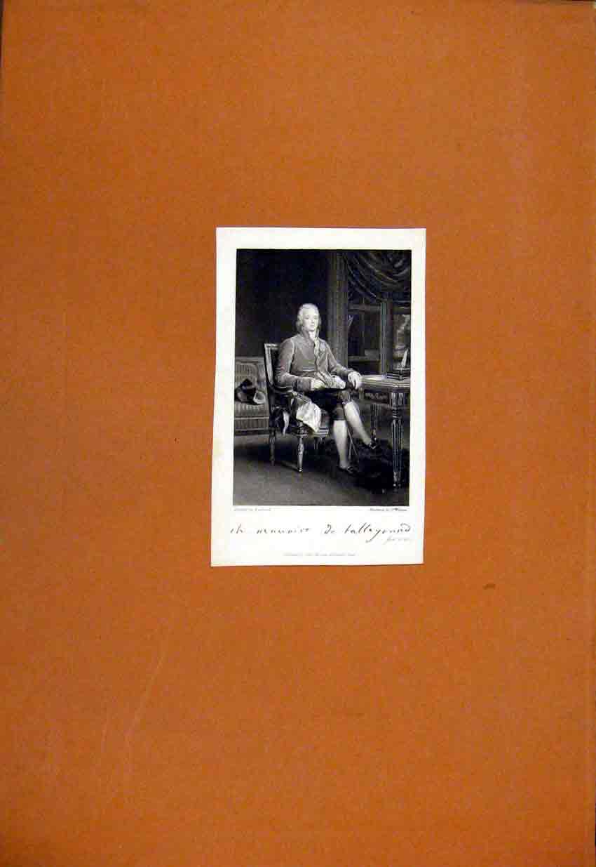 Original Old Antique Print Fine Art Portrait Talley Drawing Art