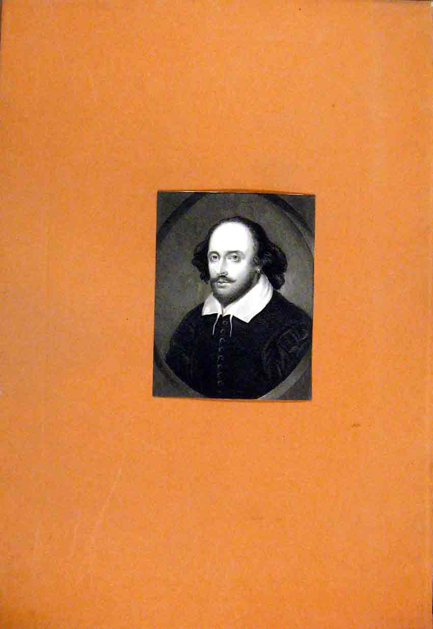 Original Old Antique Print Shakespere Fine Art Portrait C182 19th Century
