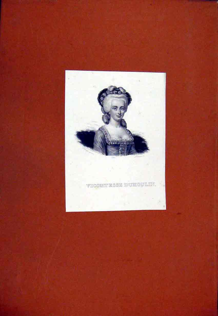 Original Old Antique Print Vicomtesse Dumoulin C1829 Fine Art 19th Century