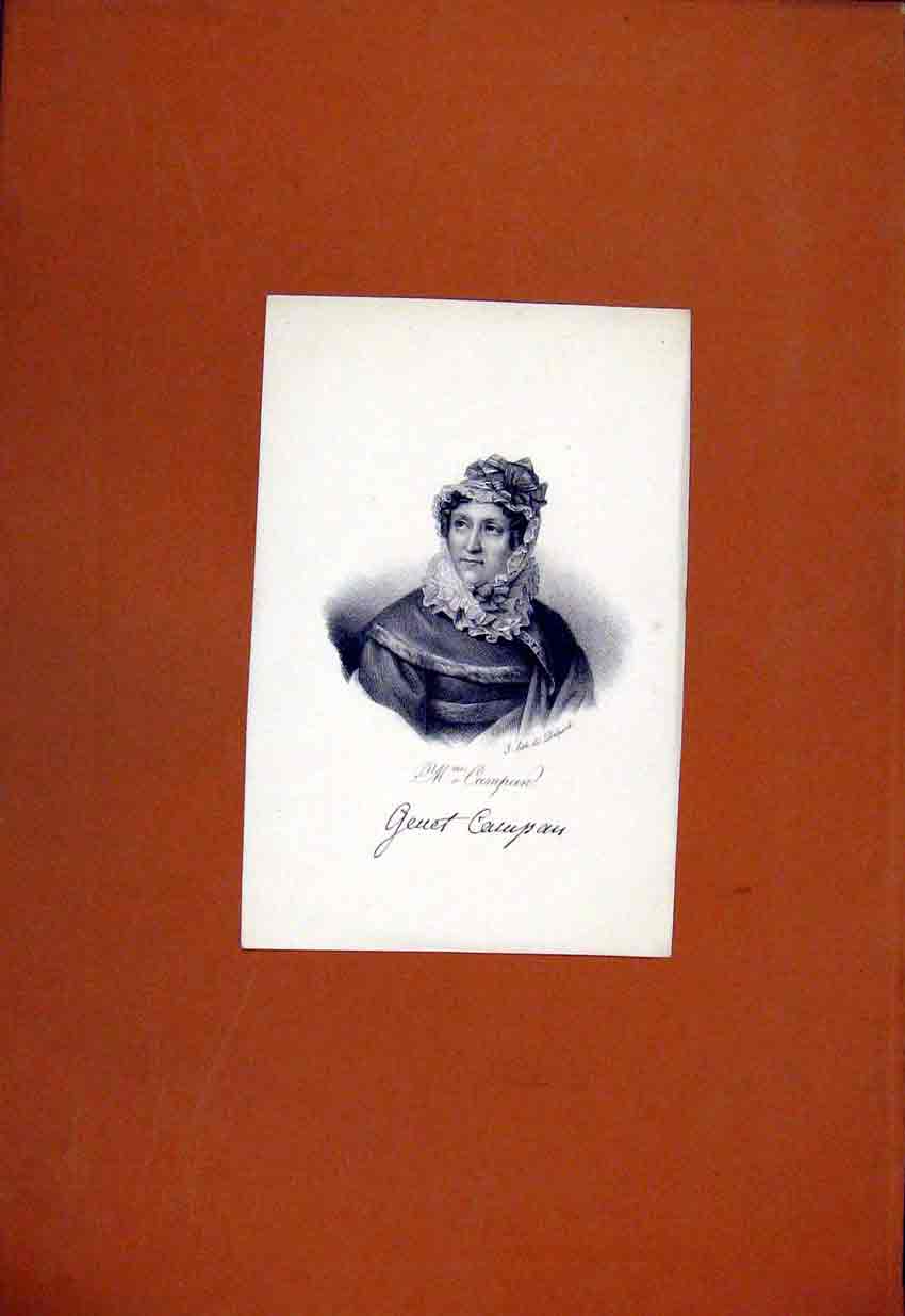 Original Old Antique Print Portrait Campan Geuet Fine Art C1829 19th Century
