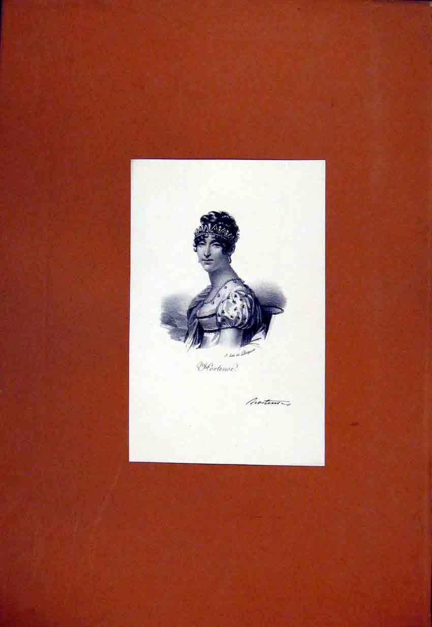 Original Old Antique Print Cortense Fine Art Portrait C1829 Fine Art 19th
