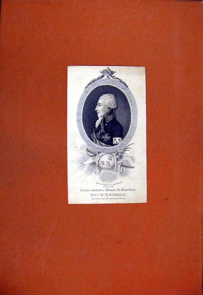 Original Old Antique Print Louis Antoine Henry De Bourbon Portrait