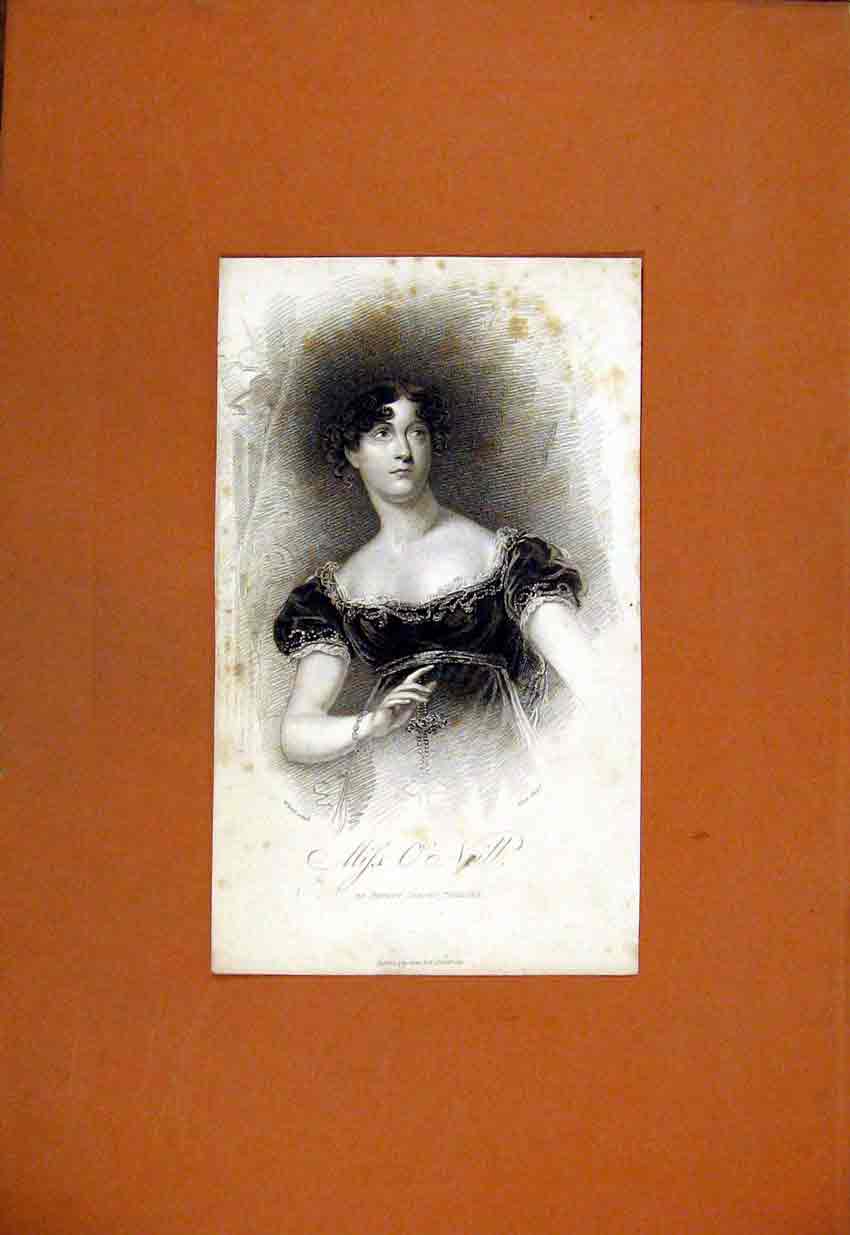 Original Old Antique Print Miss Oneill Covest Garden Theatre Portrait