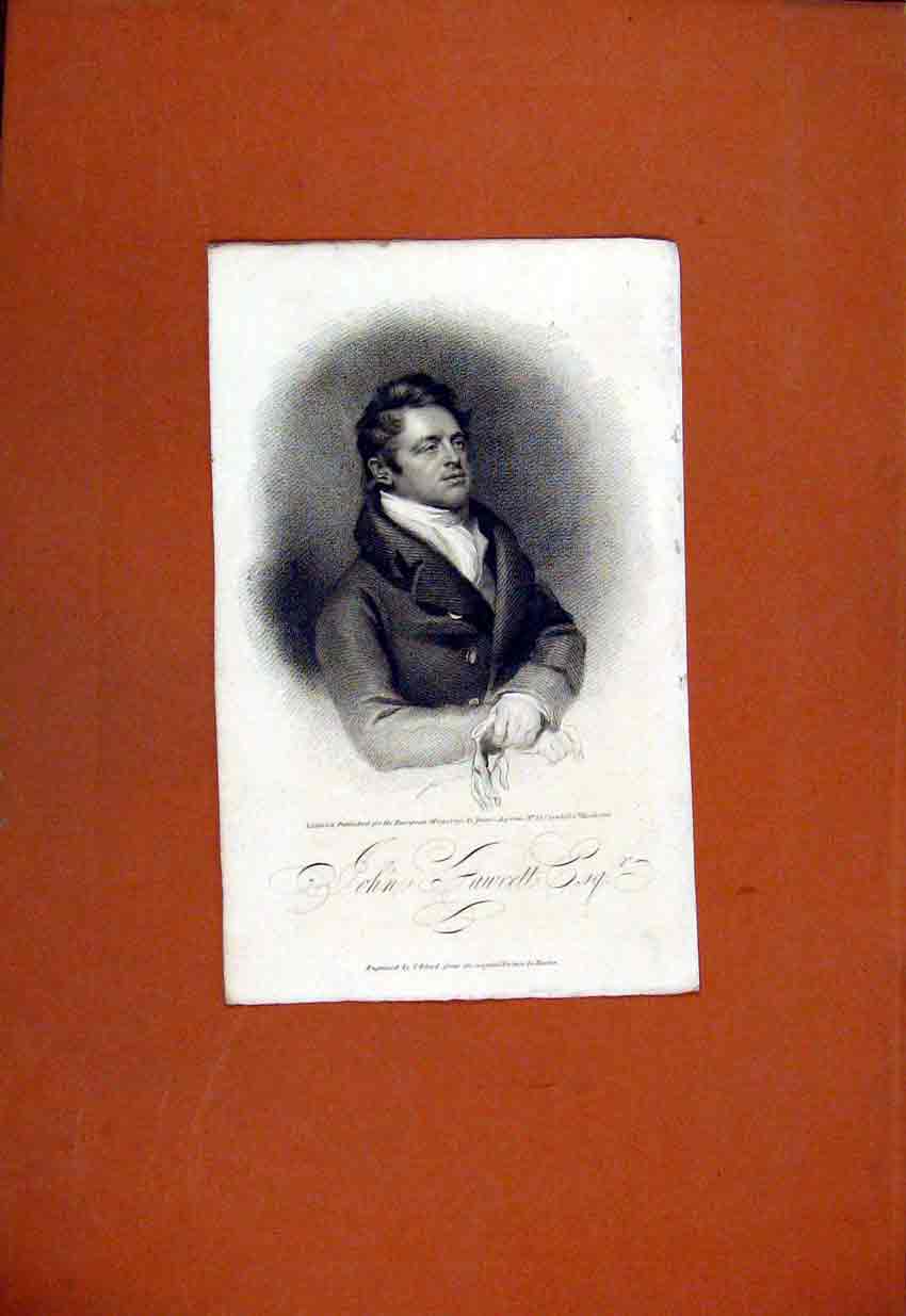 Original Old Antique Print John Sawcett Portrait Fine Art C1829 19th Century