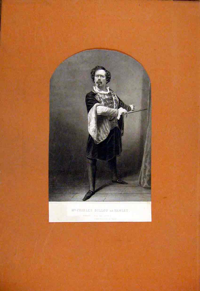 Original Old Antique Print Mr Charles Dillion Hamlet Portrait C1829 19th Century
