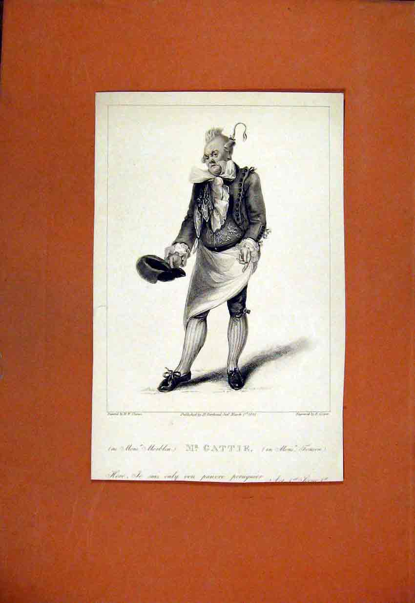 Original Old Antique Print Mr Gattie C1829 Portrait Fine Art Man 19th Century