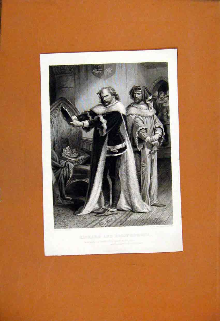 Original Old Antique Print Richard Bolingbroke King Richard Shakespeare 1829