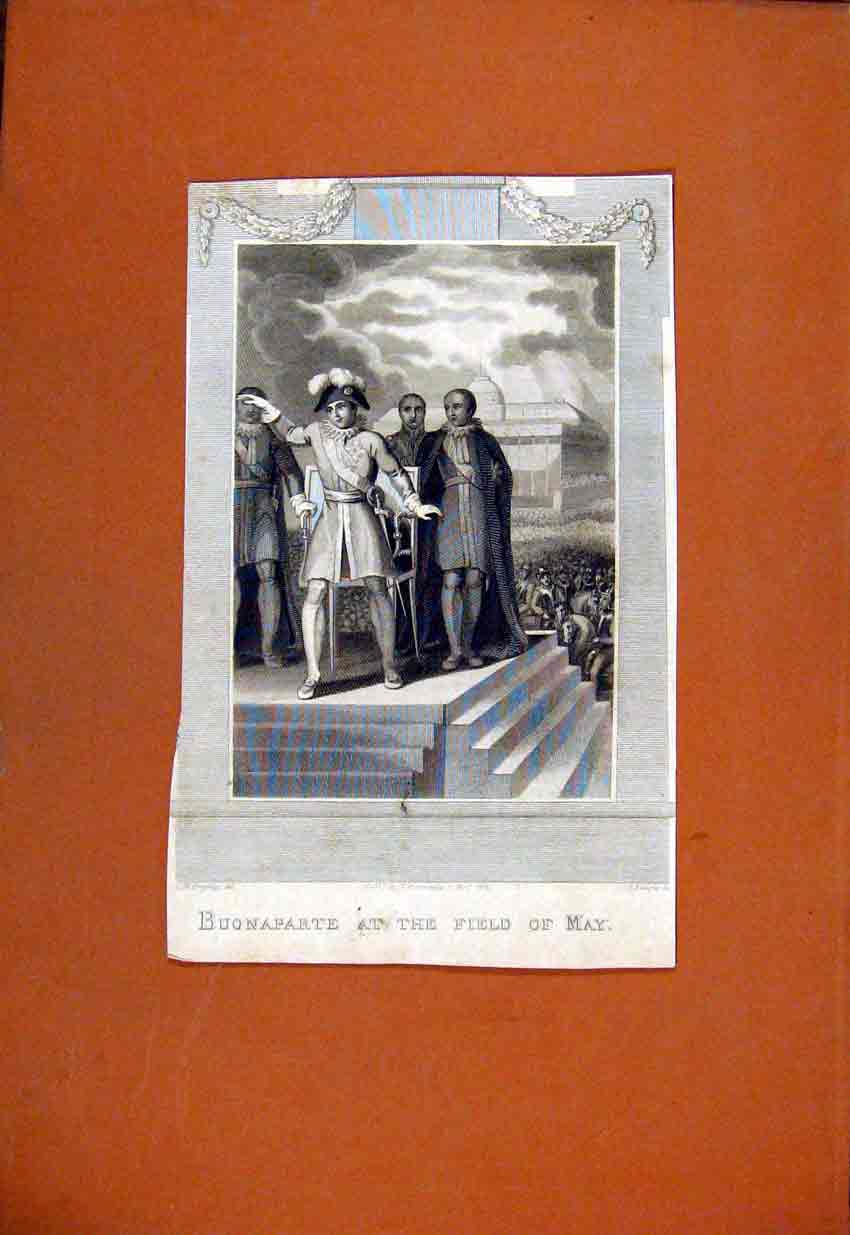 Original Old Antique Print Buonaparte Field May Portrait C1829 19th Century