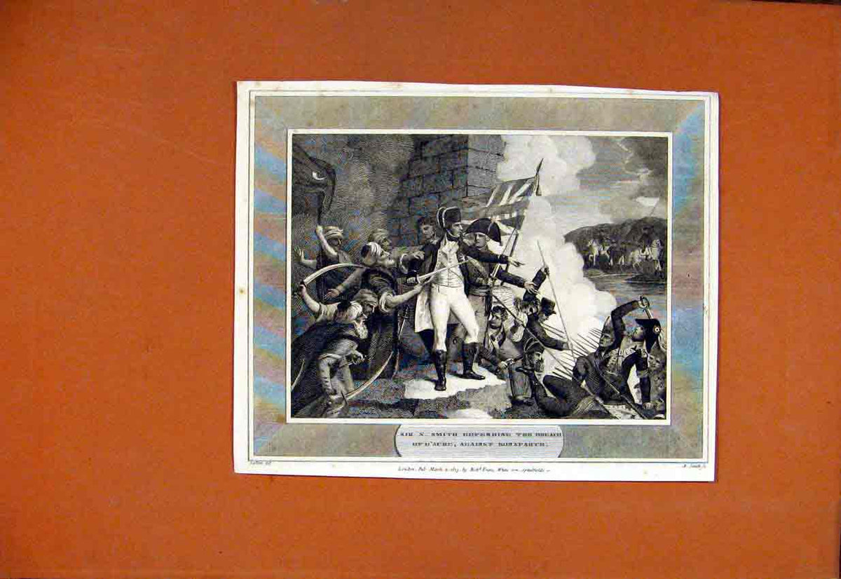 Original Old Antique Print Sir Smith Defending Breach Dacre Bonaparte