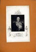Original Old Antique Print Viscount Exmouth Portrait Fine Art C1829 19th Century